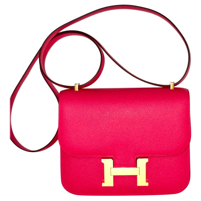 Hermes Constance 18 Mini Bag Rose Extreme Pink Epsom Gold Hardware For Sale  at 1stDibs