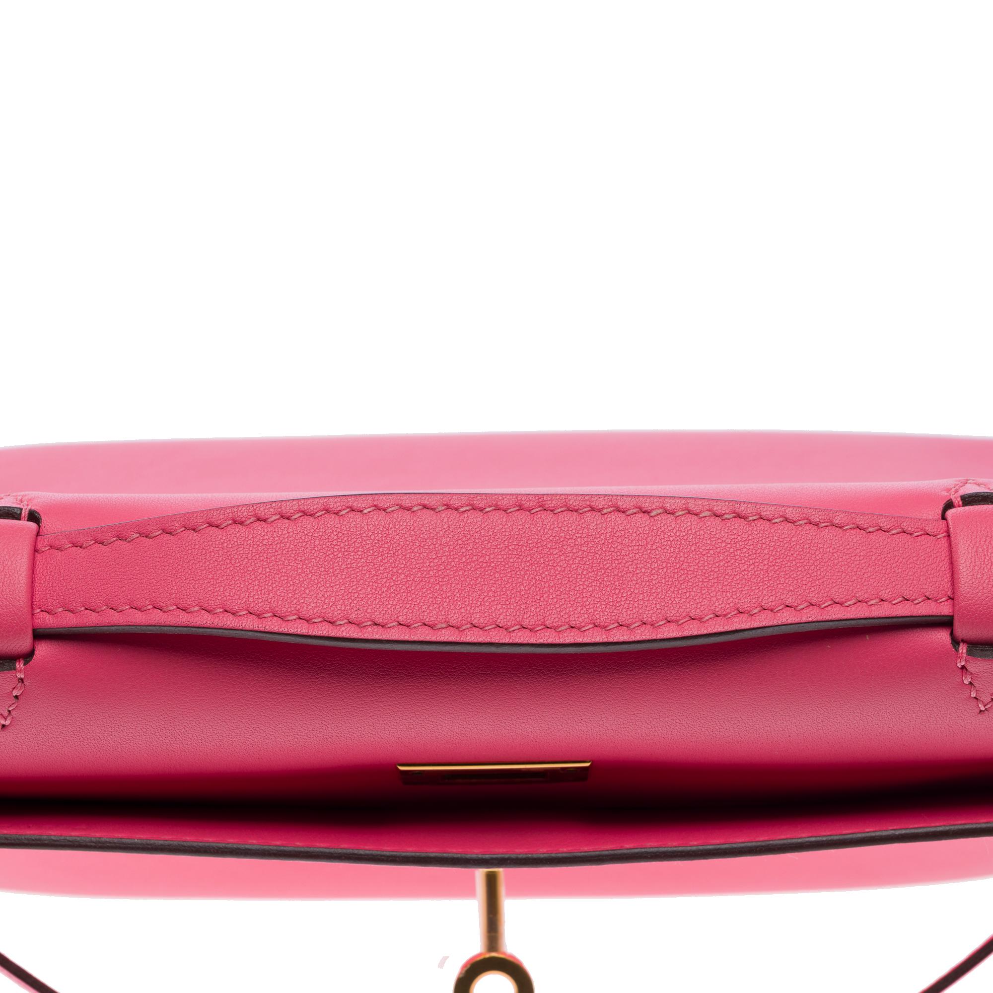 New Hermès Pochette Kelly Mini handbag in Swift Rose Azalee Pink calfskin, GHW 6