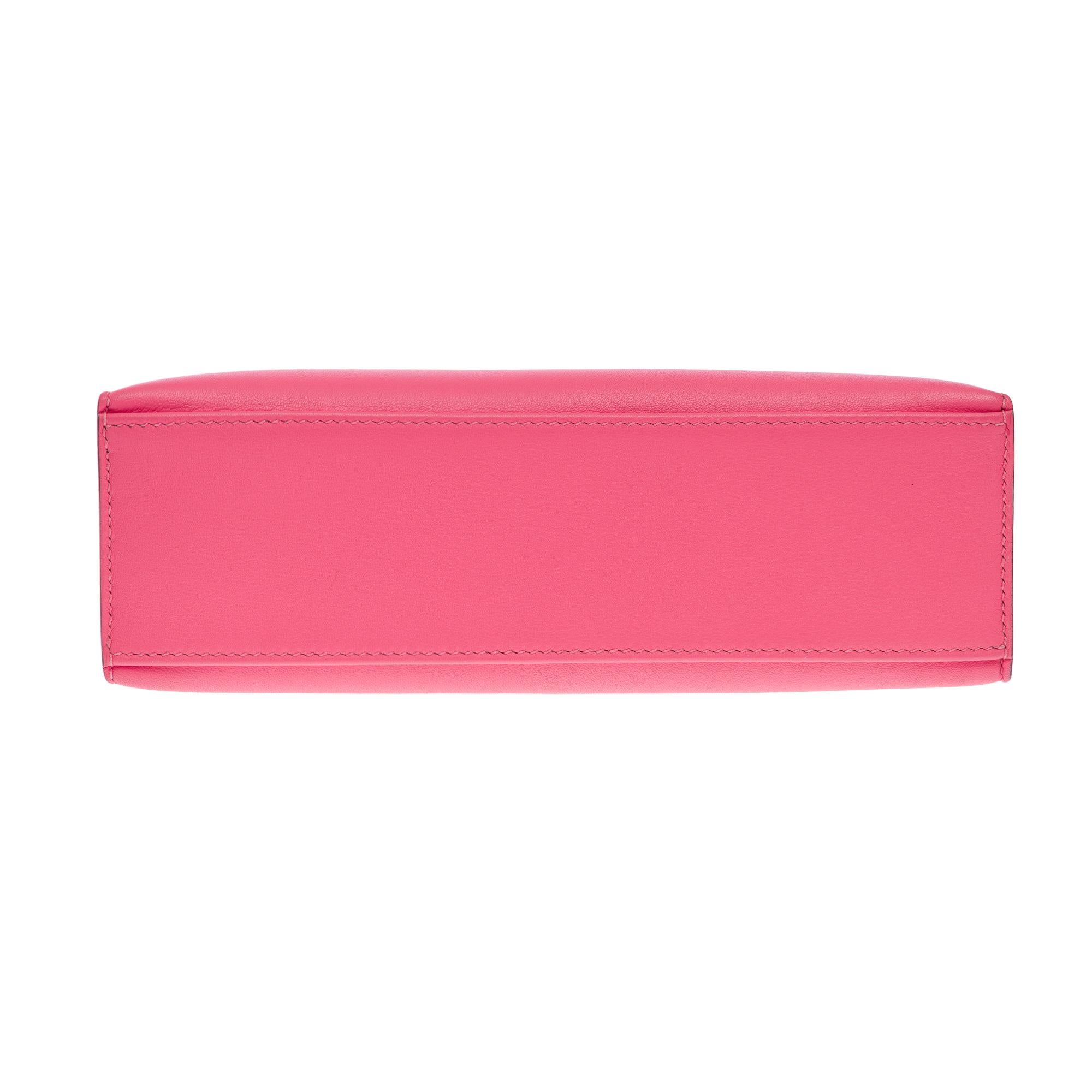 New Hermès Pochette Kelly Mini handbag in Swift Rose Azalee Pink calfskin, GHW 7