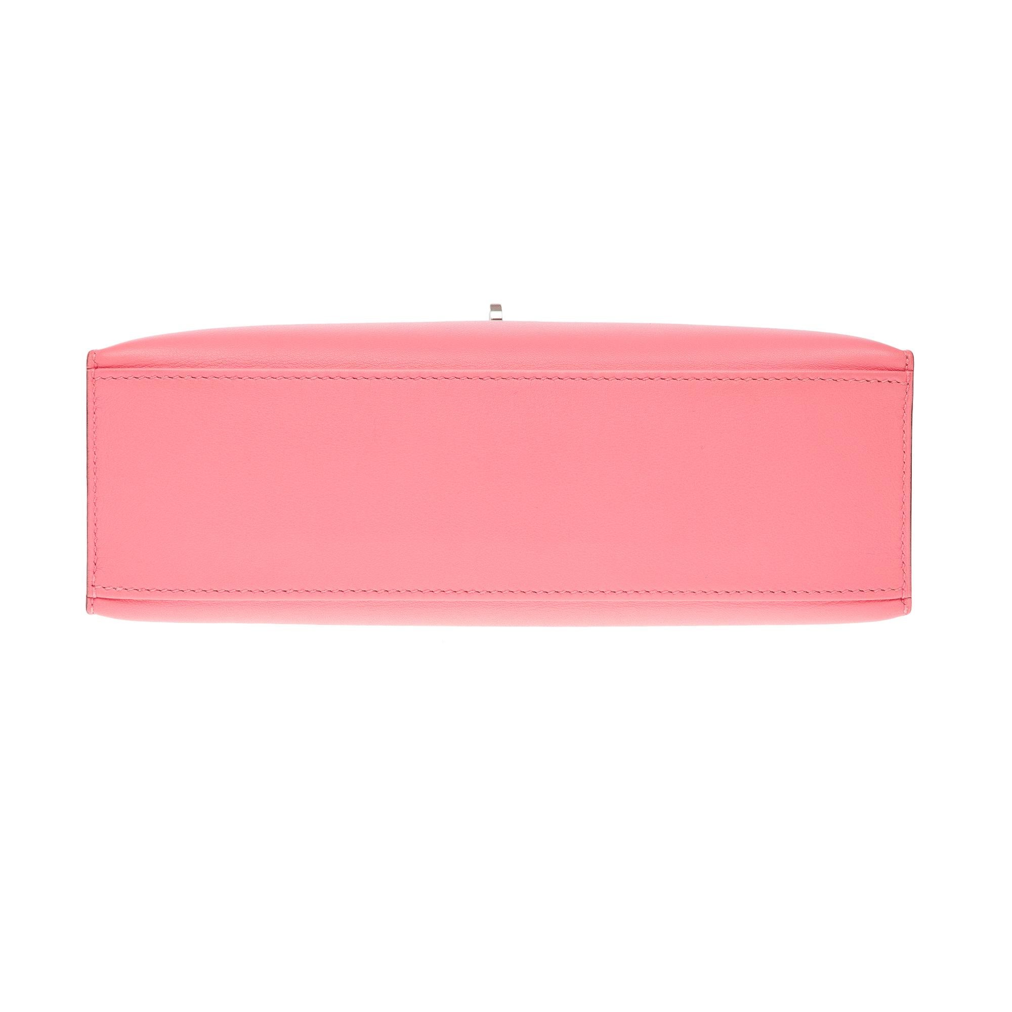 New Hermès Pochette Kelly Mini handbag in Swift Rose Azalee Pink calfskin, PHW 9