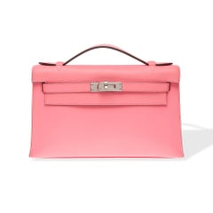 New Hermès Pochette Kelly Mini handbag in Swift Rose Azalee Pink calfskin, PHW