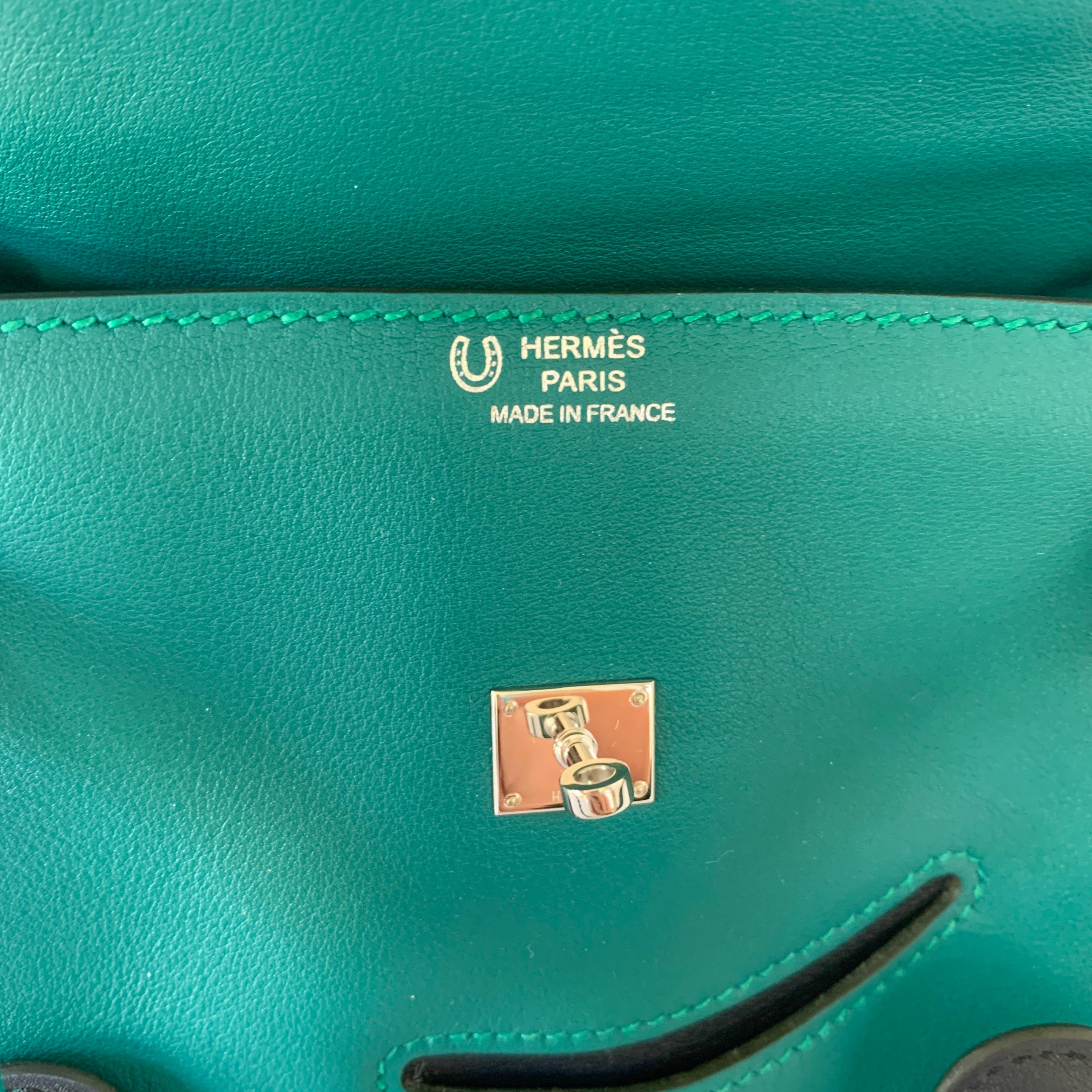 Women's or Men's NEW Hermes Quelle Idole Kelly Doll Bag Malachite Swift Palladium Hardware RARE