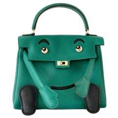 NEW Hermes Quelle Idole Kelly Doll Bag Malachite Swift Palladium Hardware RARE