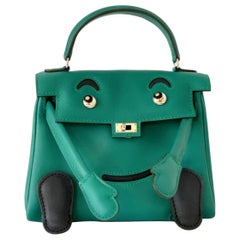 NEU Hermes Quelle Idole Kelly Doll Bag Malachite Swift Palladium Hardware SELTEN