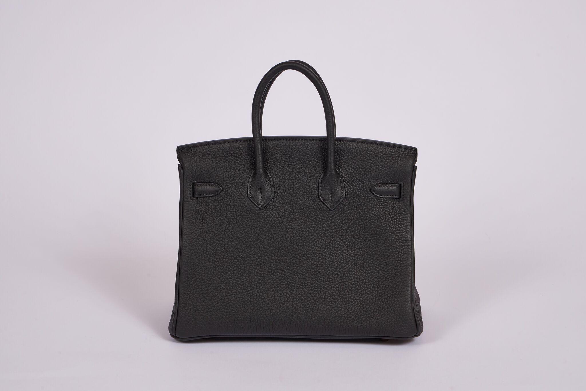 New Hermes Rare Birkin 25 Black Rose Gold In New Condition In West Hollywood, CA