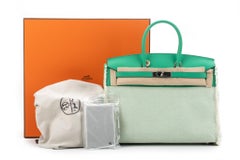 New Hermes  Rare Birkin 35 Fray Fray Mint Bag with Box