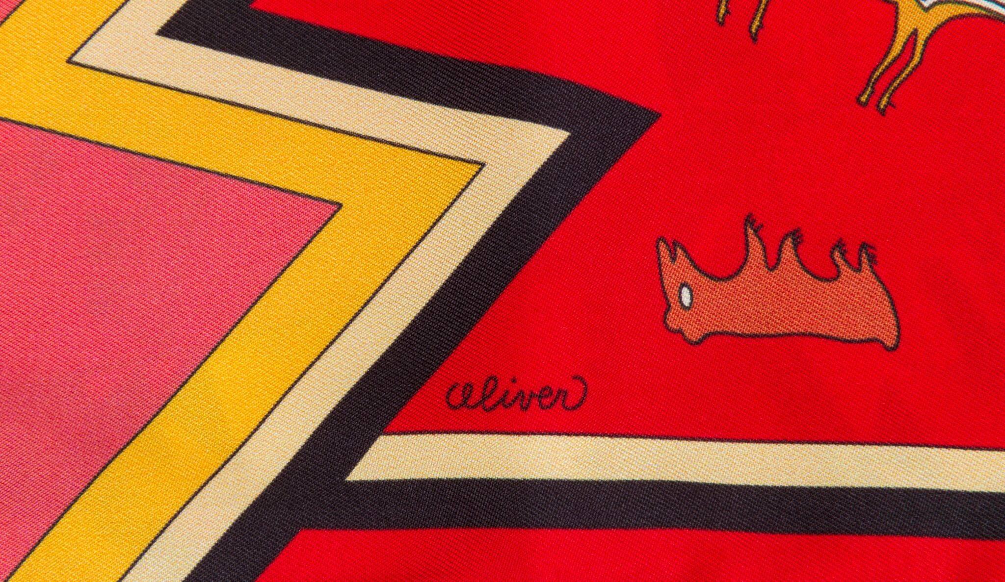 Rosso Nuovo Hermes Rare Maxi Twilly Kachinas in Scatola in vendita