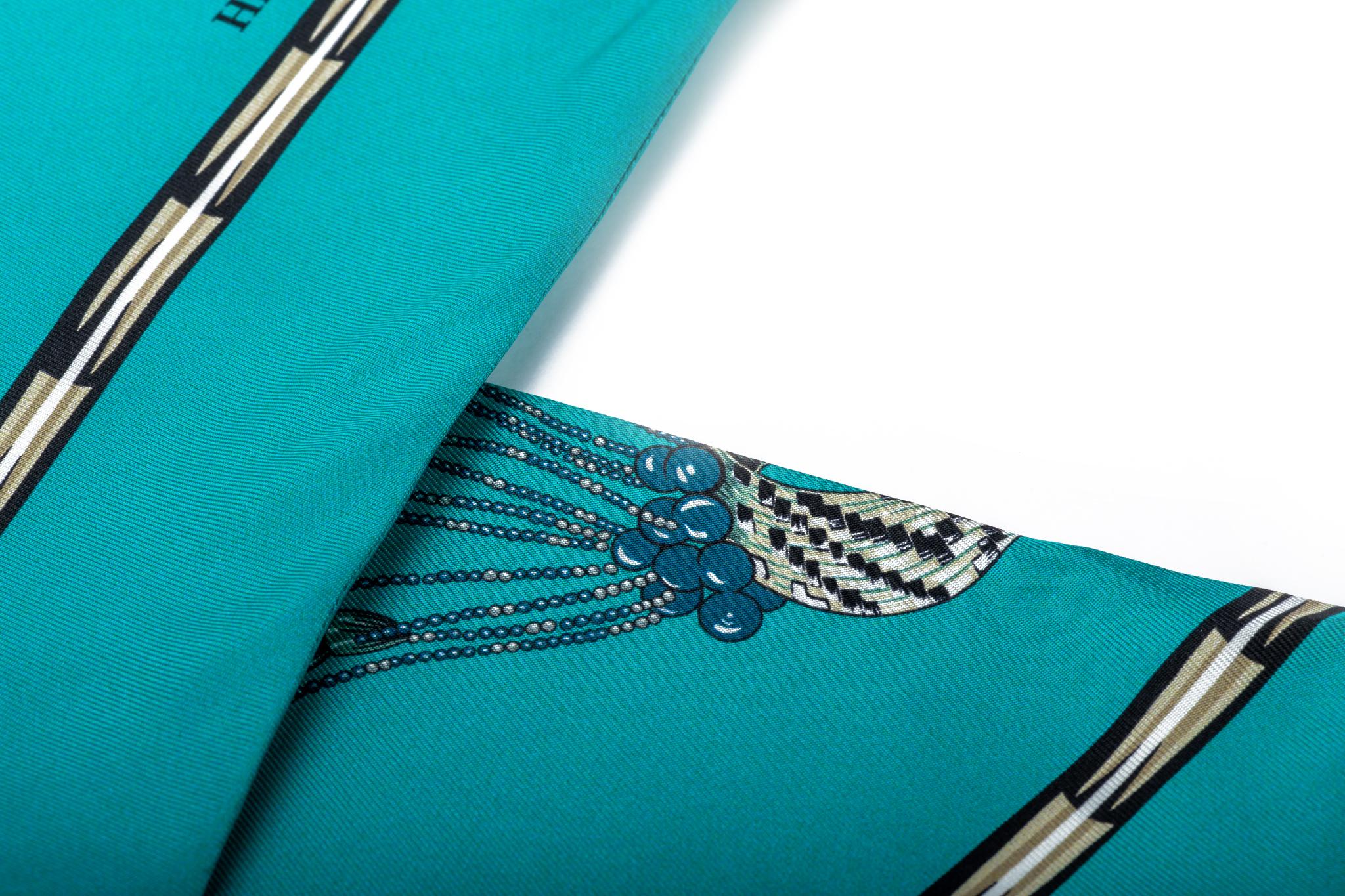 New Hermes Rare Turquoise Brazil Maxi Twilly In New Condition In West Hollywood, CA