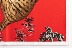 New Hermes Red Tiger Cubs Silk Gavroche Scarf