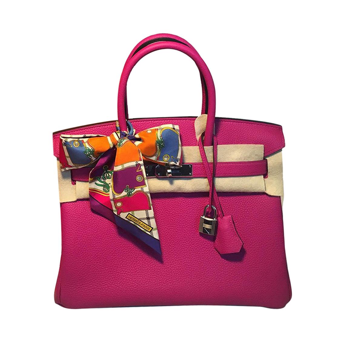 NEW HERMES Rose Pourpre Togo PHW 30cm Pink Birkin Bag
