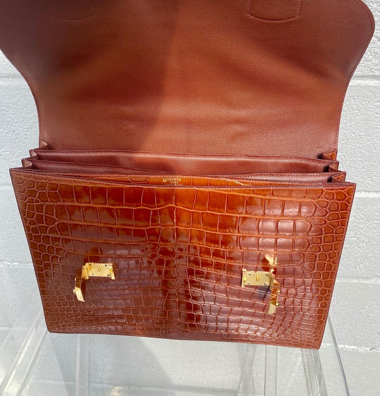 RESERVED - HERMES: Exceptional croco bag 60s rare vintage