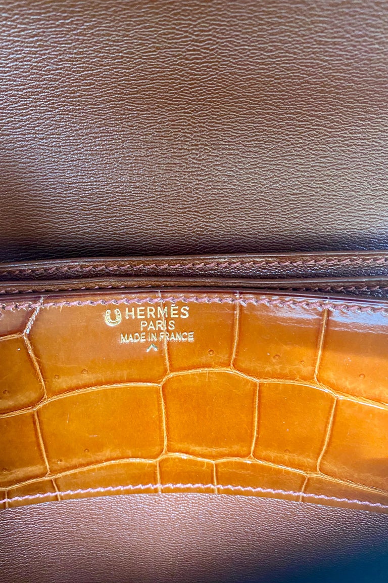 HERMES Sac A Depeche 41 Briefcase Mocha Brown Leather Gold