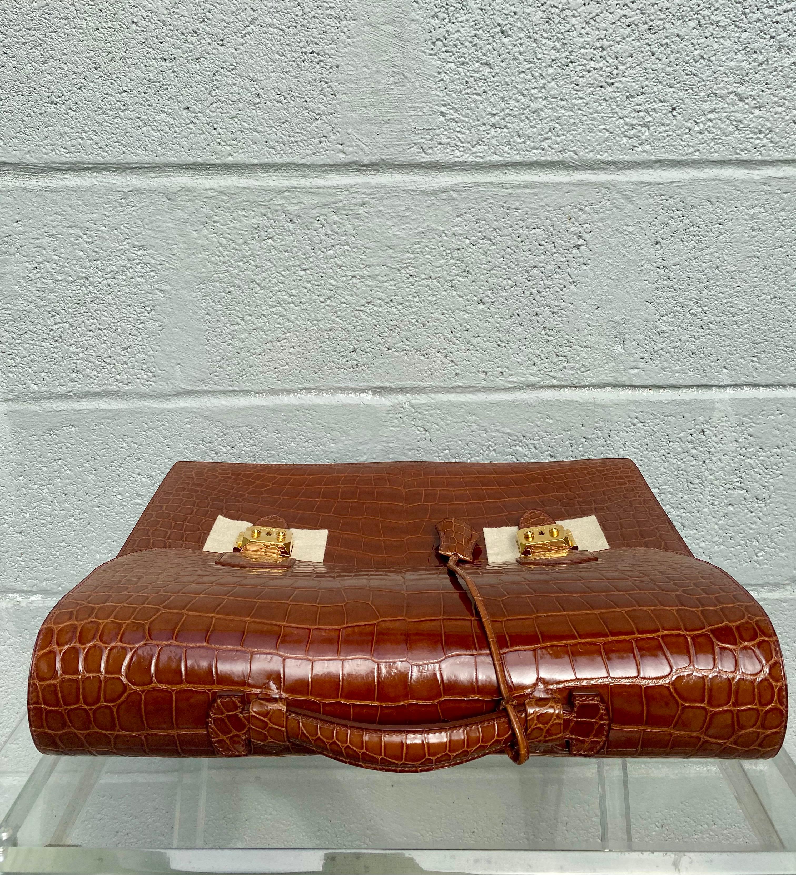 New Hermes Sac à Depeche Crocodile Briefcase 41cm In New Condition For Sale In Fort Lauderdale, FL