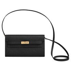 NEW Hermes Sac Kelly To Go in Noir/Black Epsom Gold HW With Crossbody Strap