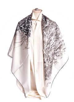 New Hermes Silk Panthera Black White 100% Silk Shawl