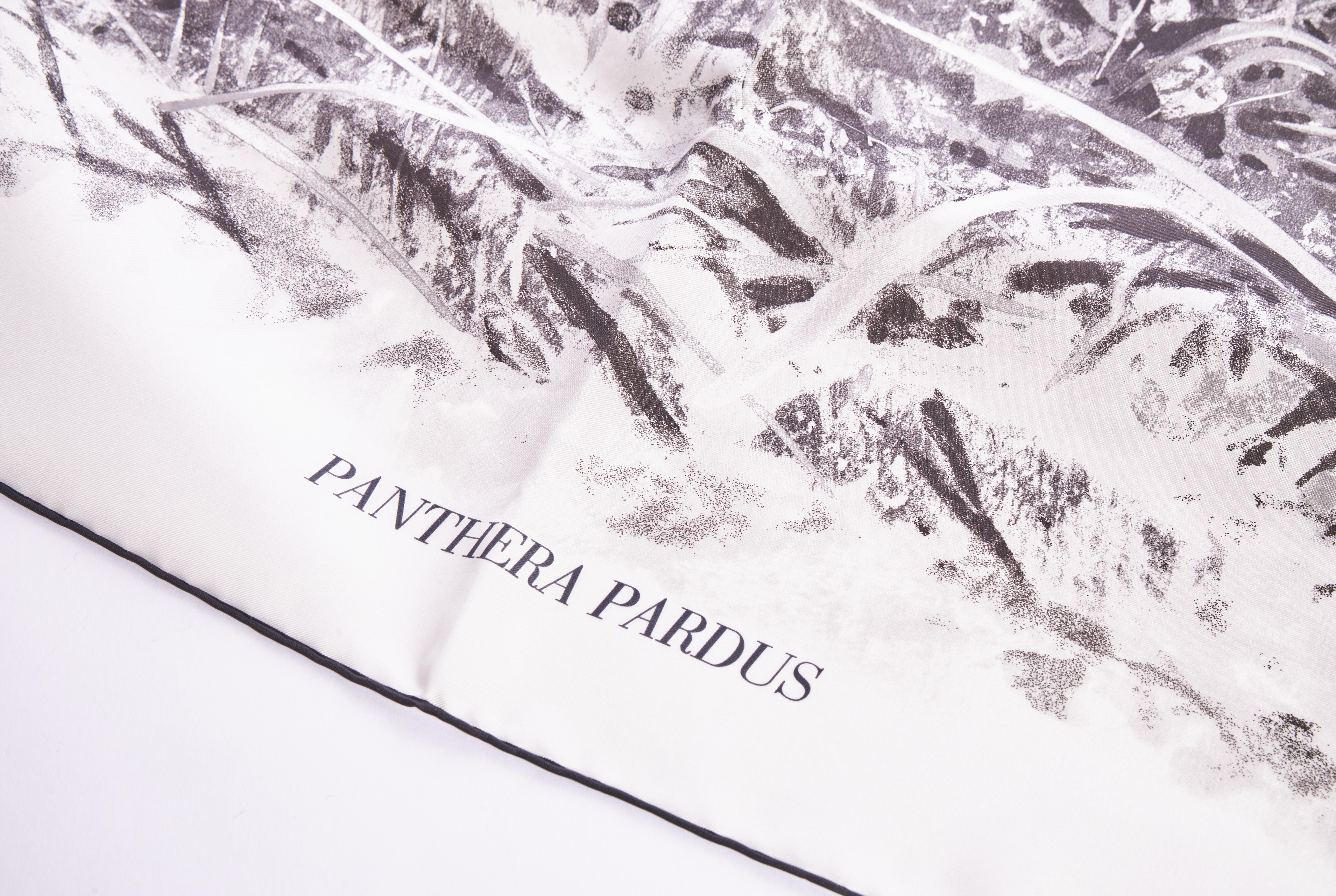 New Hermes Silk Panthera Black White 100% Silk Shawl In New Condition In West Hollywood, CA