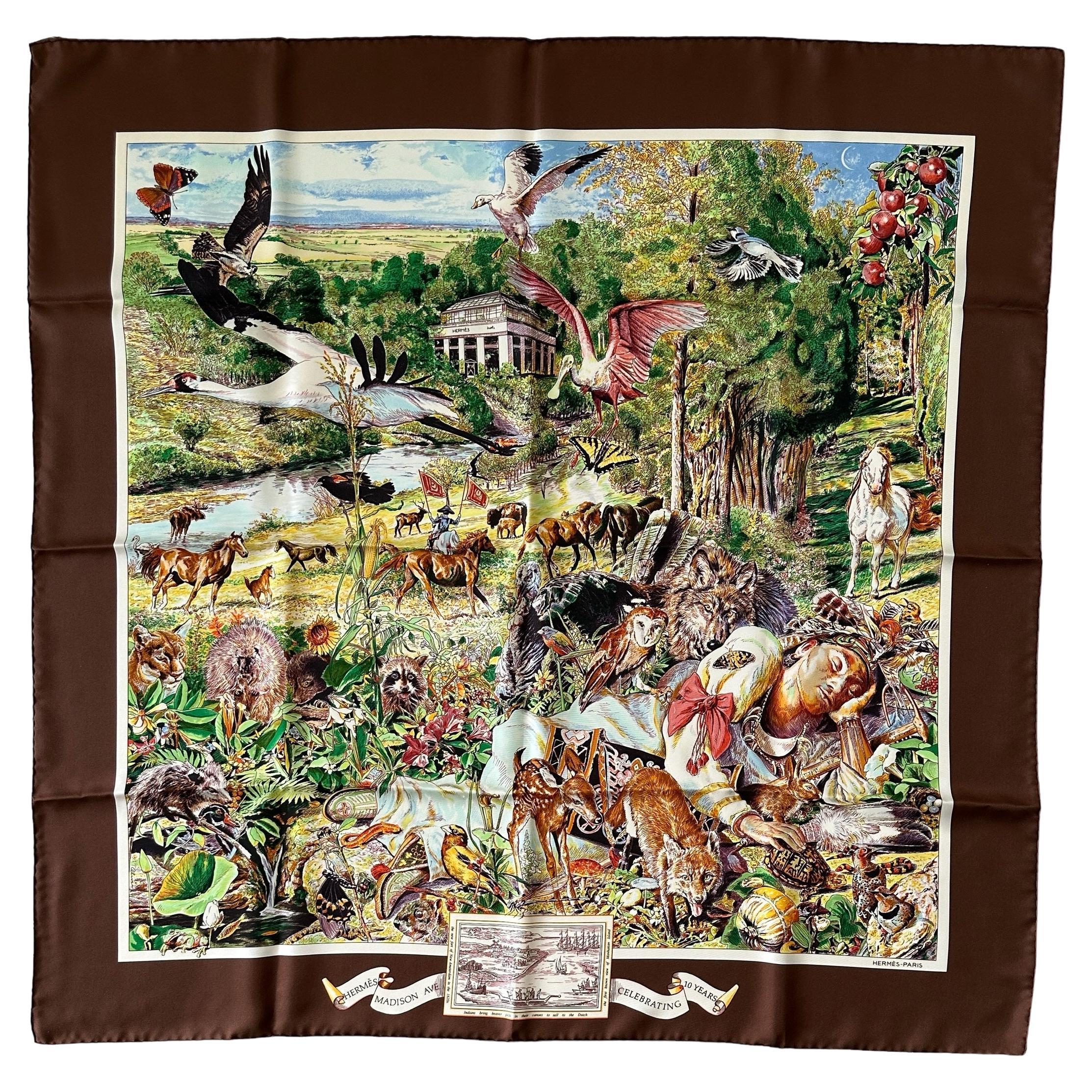 New Hermes Silk Scarf Limited Edition Madison Avenue Special Issue For Sale