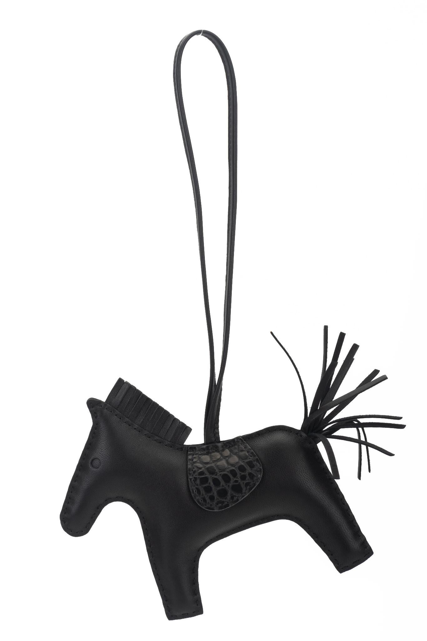 New Hermès So Black Touch Croc Rodeo Bag Charm Unisexe en vente