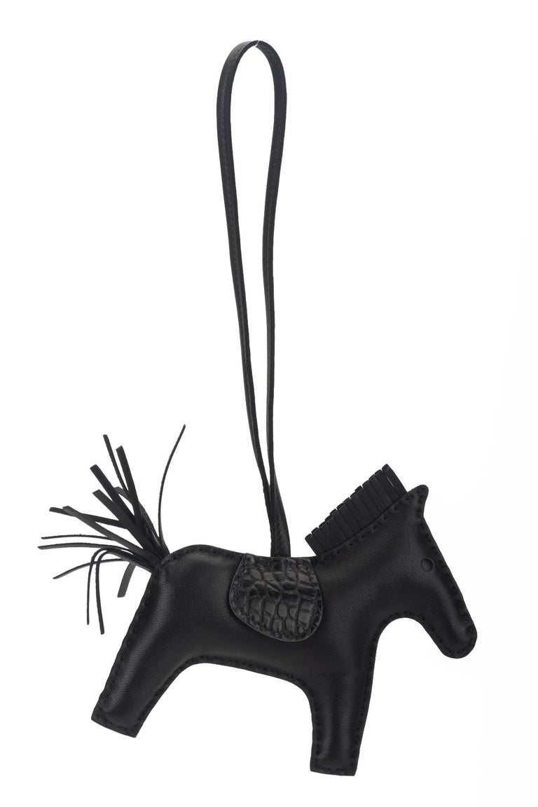 NIB Hermes Milo Lambskin Grigri Rodeo Horse Bag Charm PM So Black