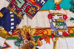 New Hermes Teal Cashmere 55" Kachinas Shawl Scarf by Kermit Oliver in Box