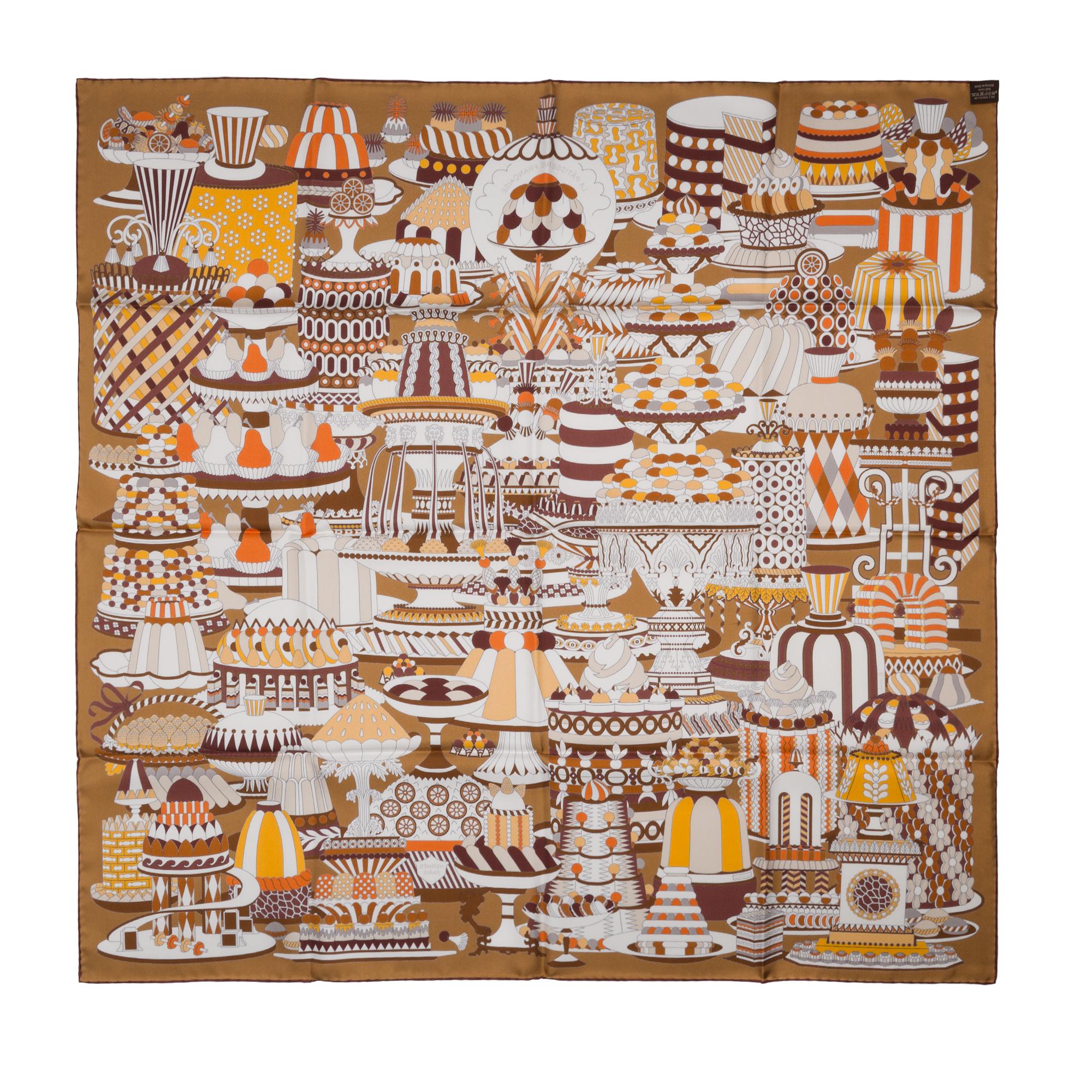 Women's New Hermès The Gavroche «La Pâtisserie Française» scarf 90 in silk