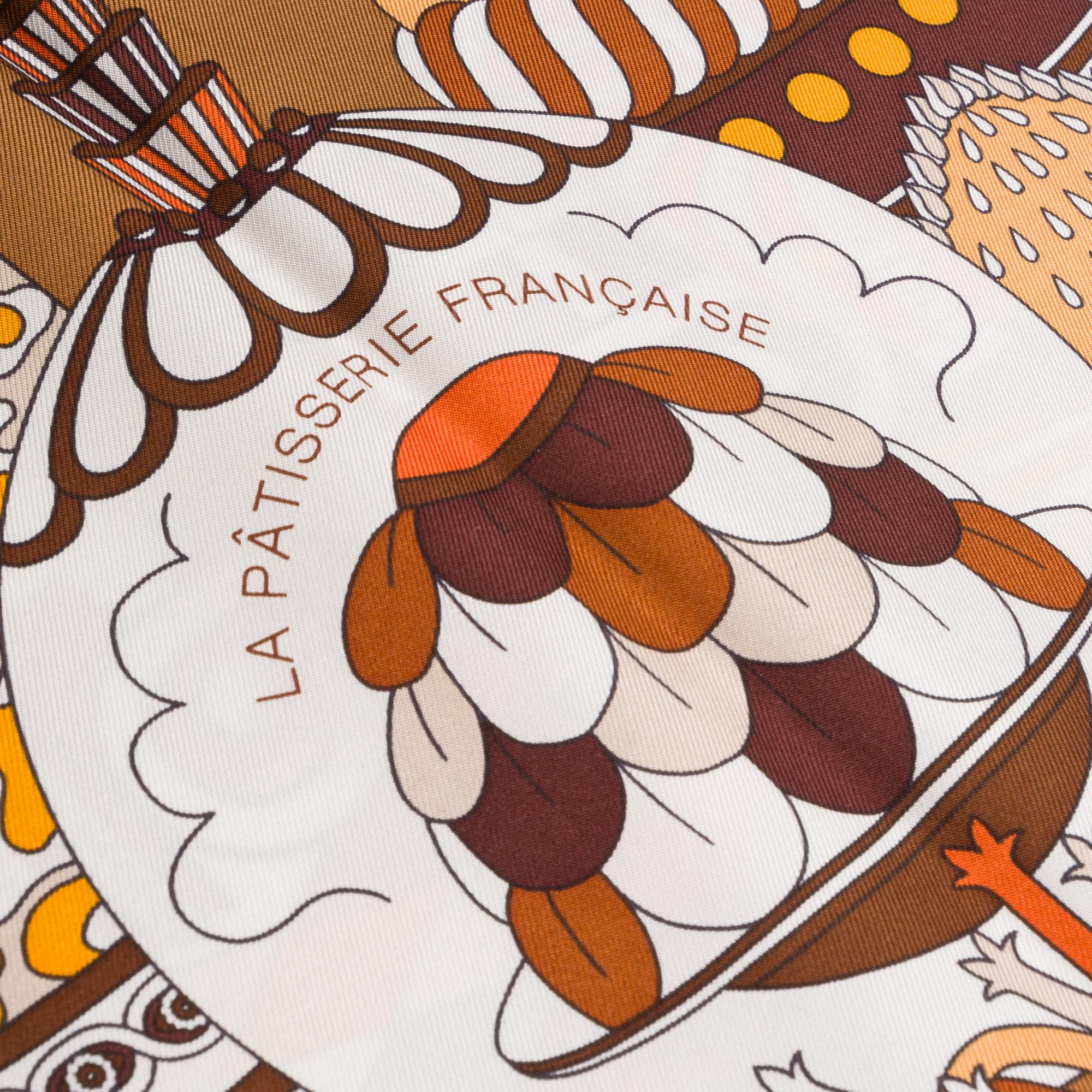 New Hermès The Gavroche «La Pâtisserie Française» scarf 90 in silk 3