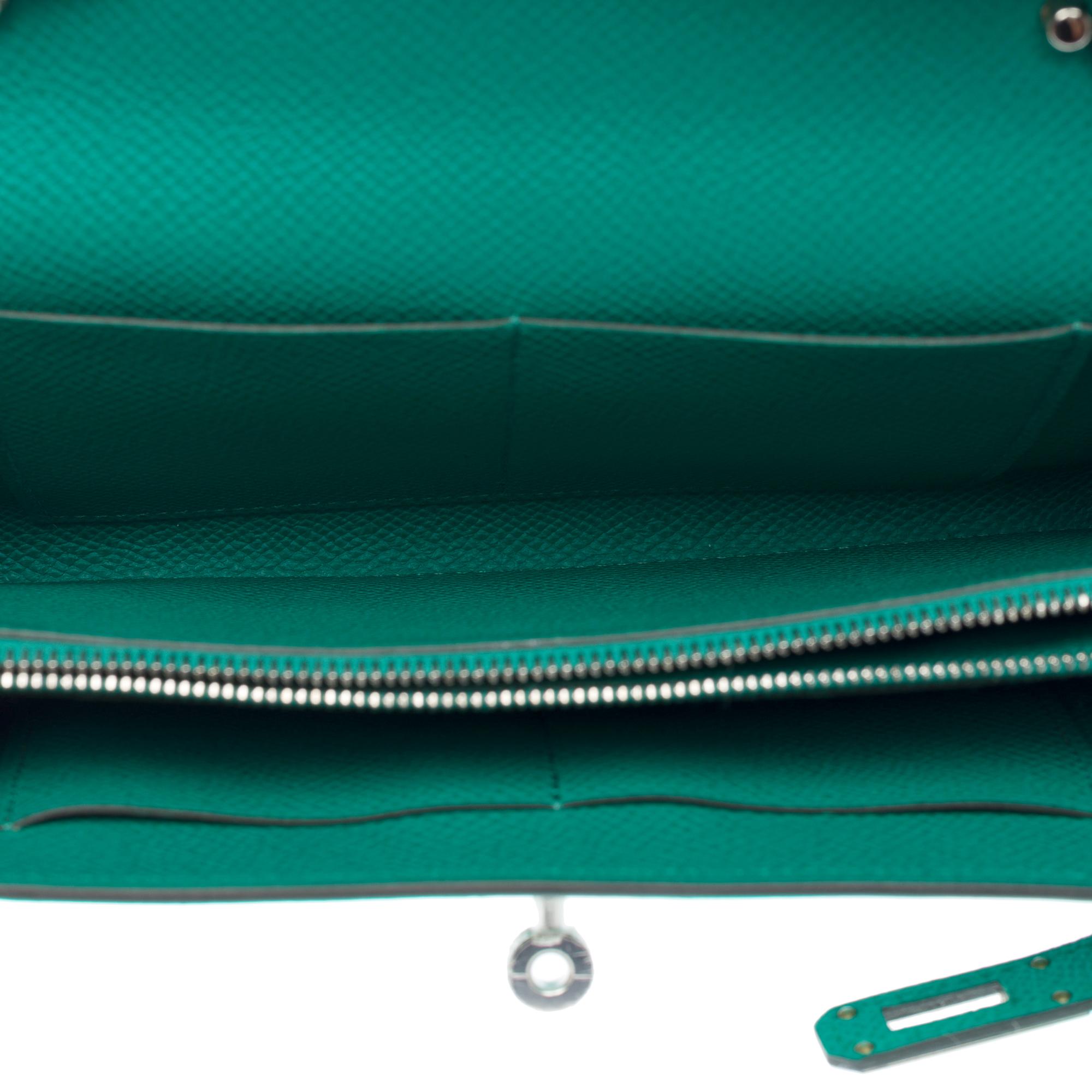 New Hermès Touch Kelly Wallet To Go Vert Jade Epsom und glänzendes Alligator, PHW im Angebot 5
