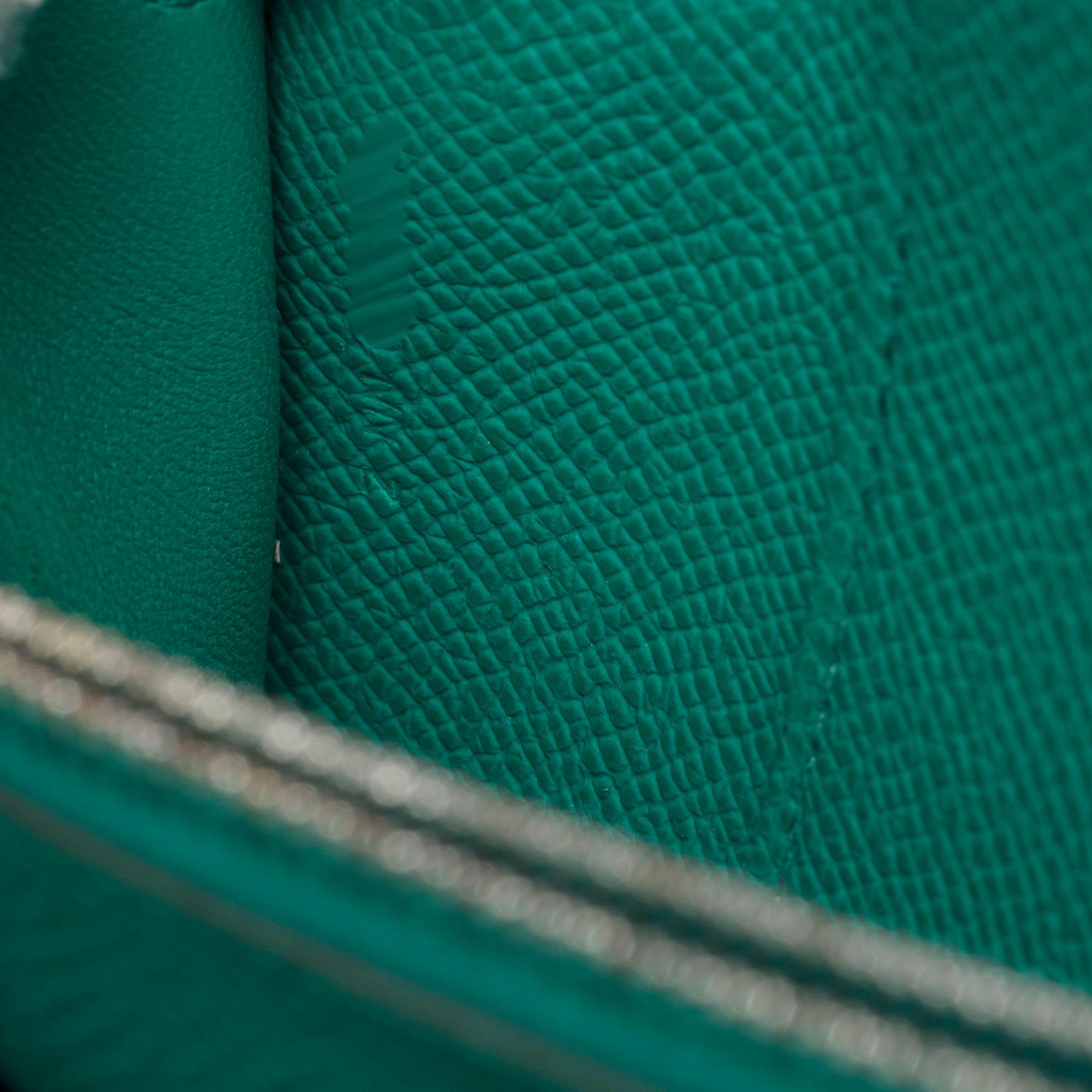 New Hermès Touch Kelly Wallet To Go Vert Jade Epsom und glänzendes Alligator, PHW im Angebot 4