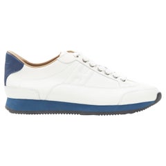 new HERMES Trial H logo white leather navy blue rubber sole low sneaker EU40.5