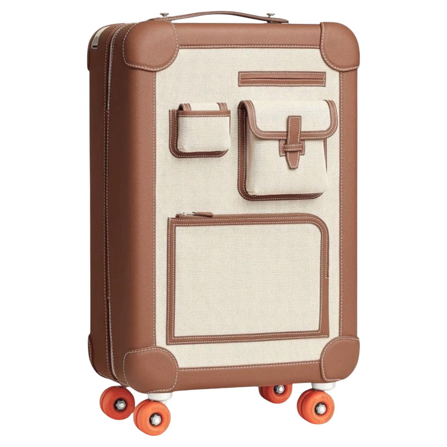 New Hermès Valise R.M.S Cargo Carry-On Suitcase – Beige/Fauve Canvas Leather PHW