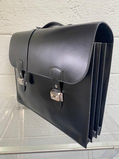 New Hermès Vintage Sac à Depeche Black Box Leather Briefcase