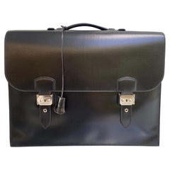 New Hermès Vintage Sac à Depeche Black Box Leather Briefcase