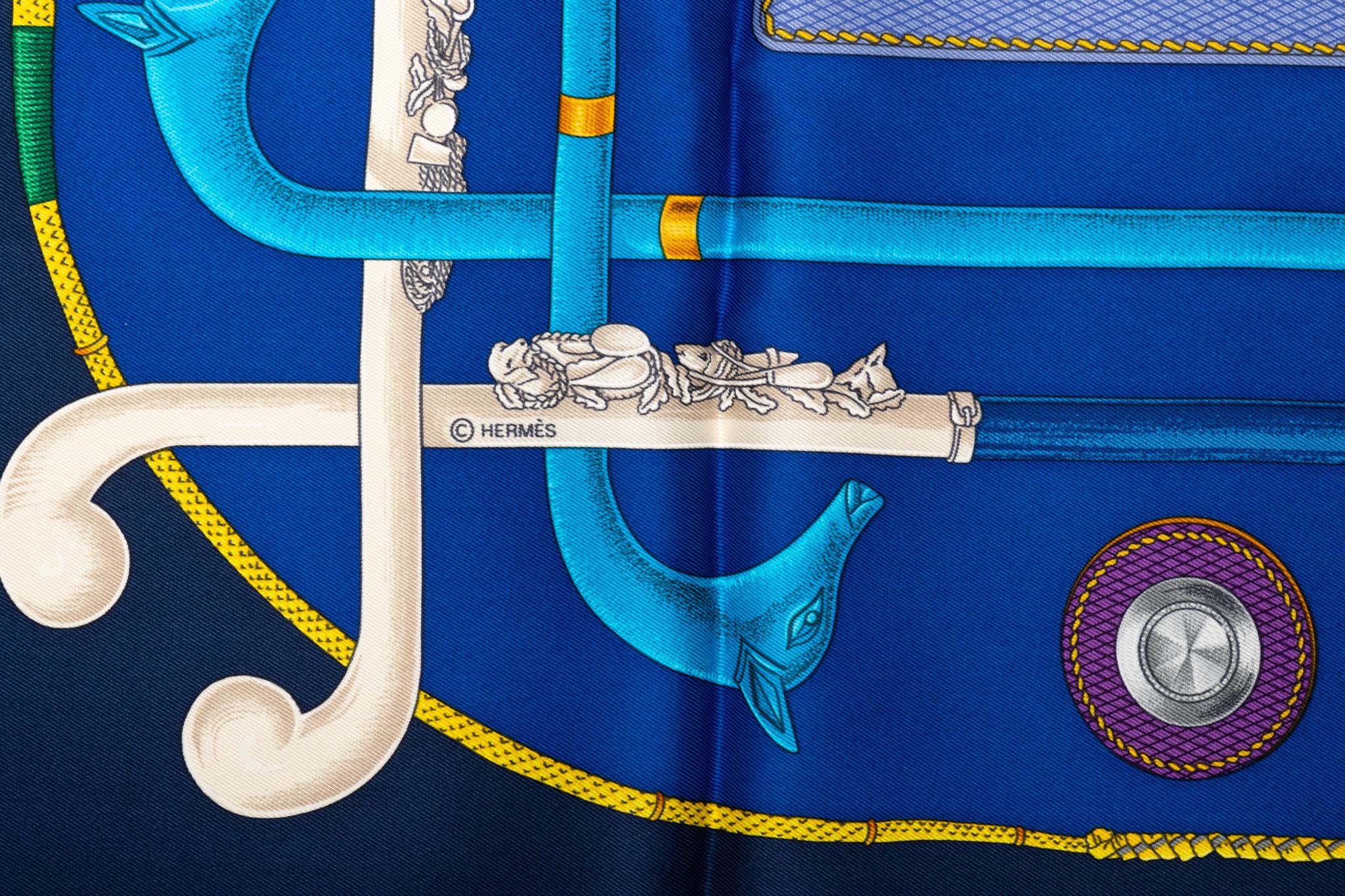 Nueva Bufanda Hermes Bastones Mediana Azul