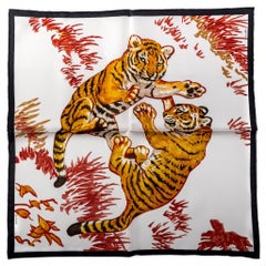 New Hermes White Tiger Cubs Small Scarf in Box