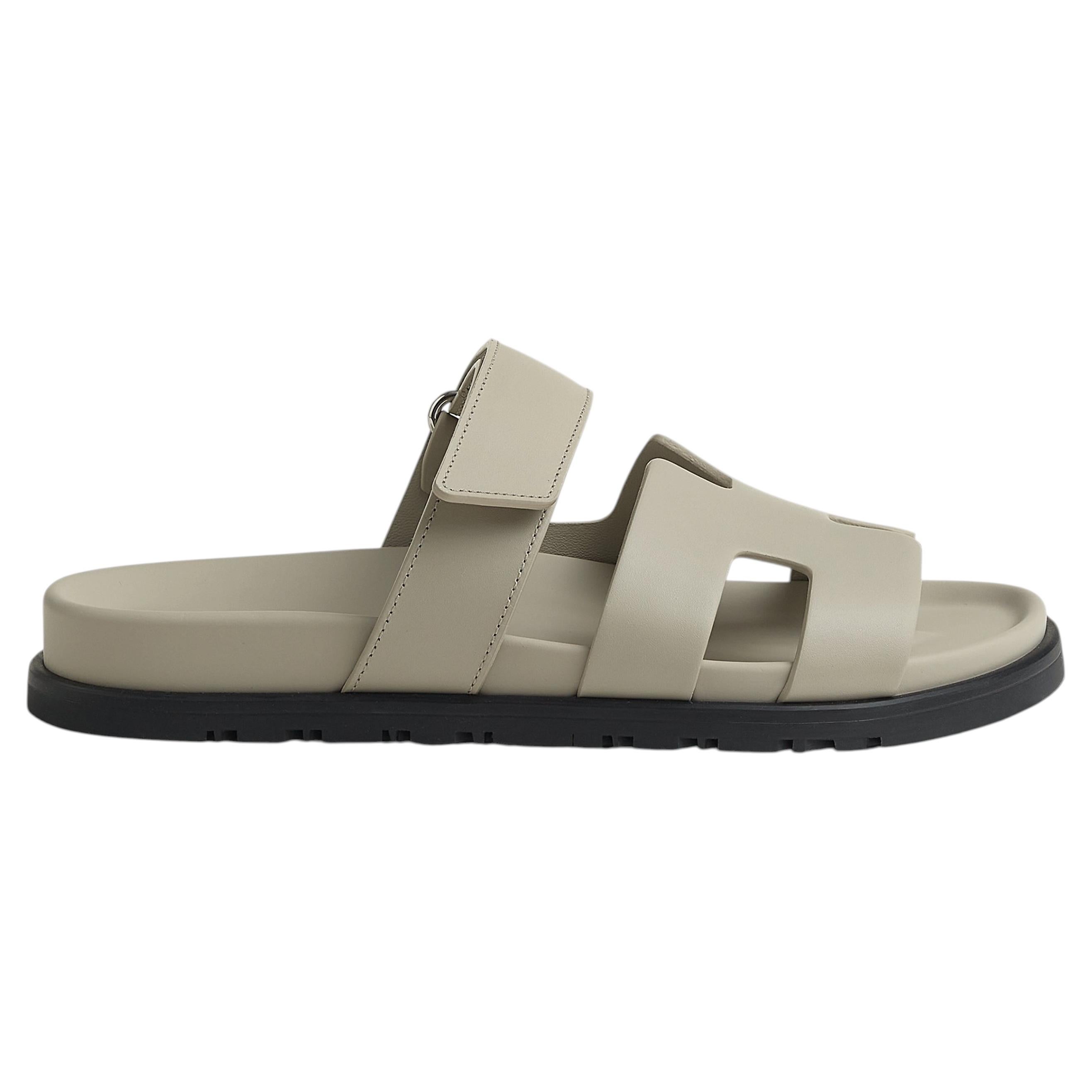 NEW! Hermes Women's Chypre Leather Beige Sandals - Sizes 36, 36.5, 37, 38.5