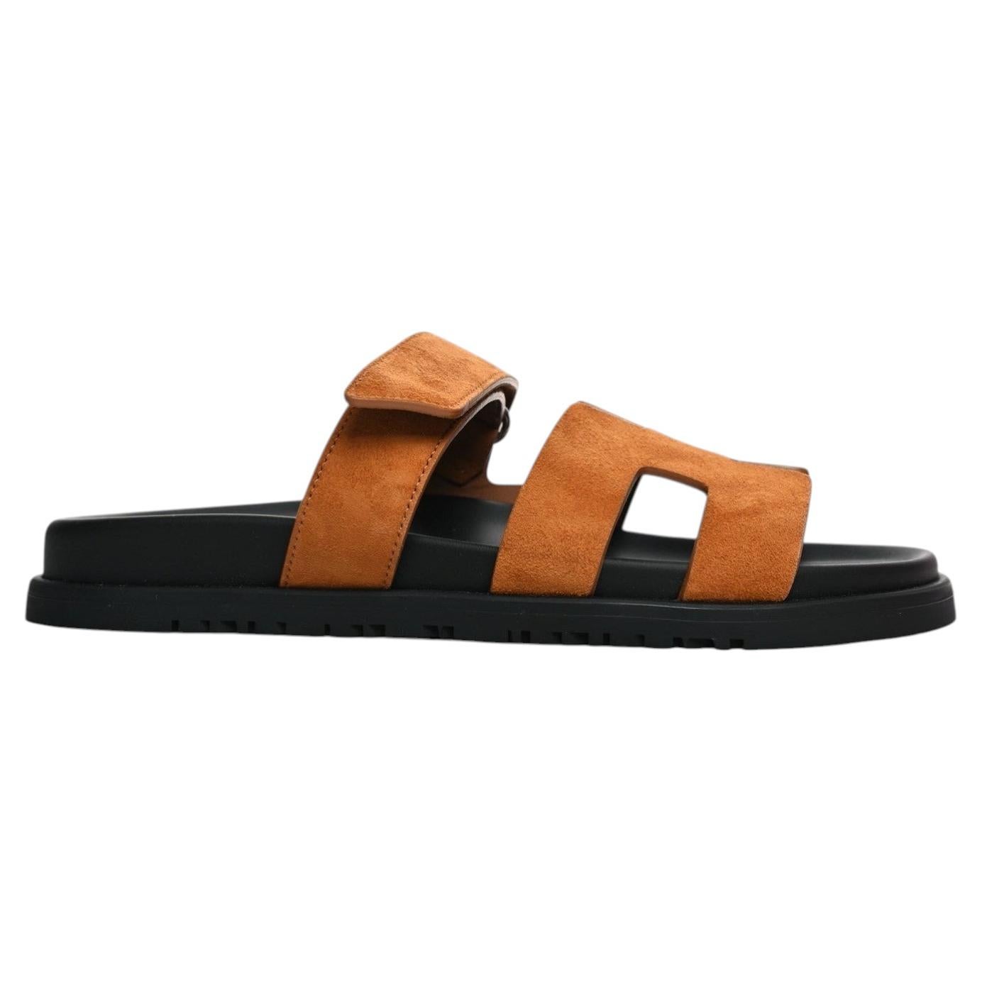NEW! Hermes Women's Chypre Naturel Suede Sandals Slippers Slides - Size 39