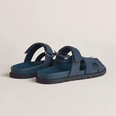 NEW! Hermes Women's Chypre Suede Bleu Turquin Sandals - Sizes 37, 38