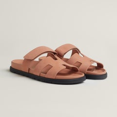 NEW! Hermes Women's Chypre Suede Nude Sandals - Sizes 35, 35.5, 36, 37