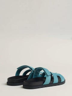 NEW! Hermes Women's Chypre Suede Sandals Bleu Mineral - Sizes 36.5, 37.5, 38