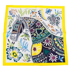 New Hermes Yellow Horse Gavroche Scarf 16.5" in Box