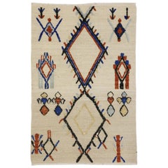 New Modern High-Low Textures Moroccan Rug with Tribal Style