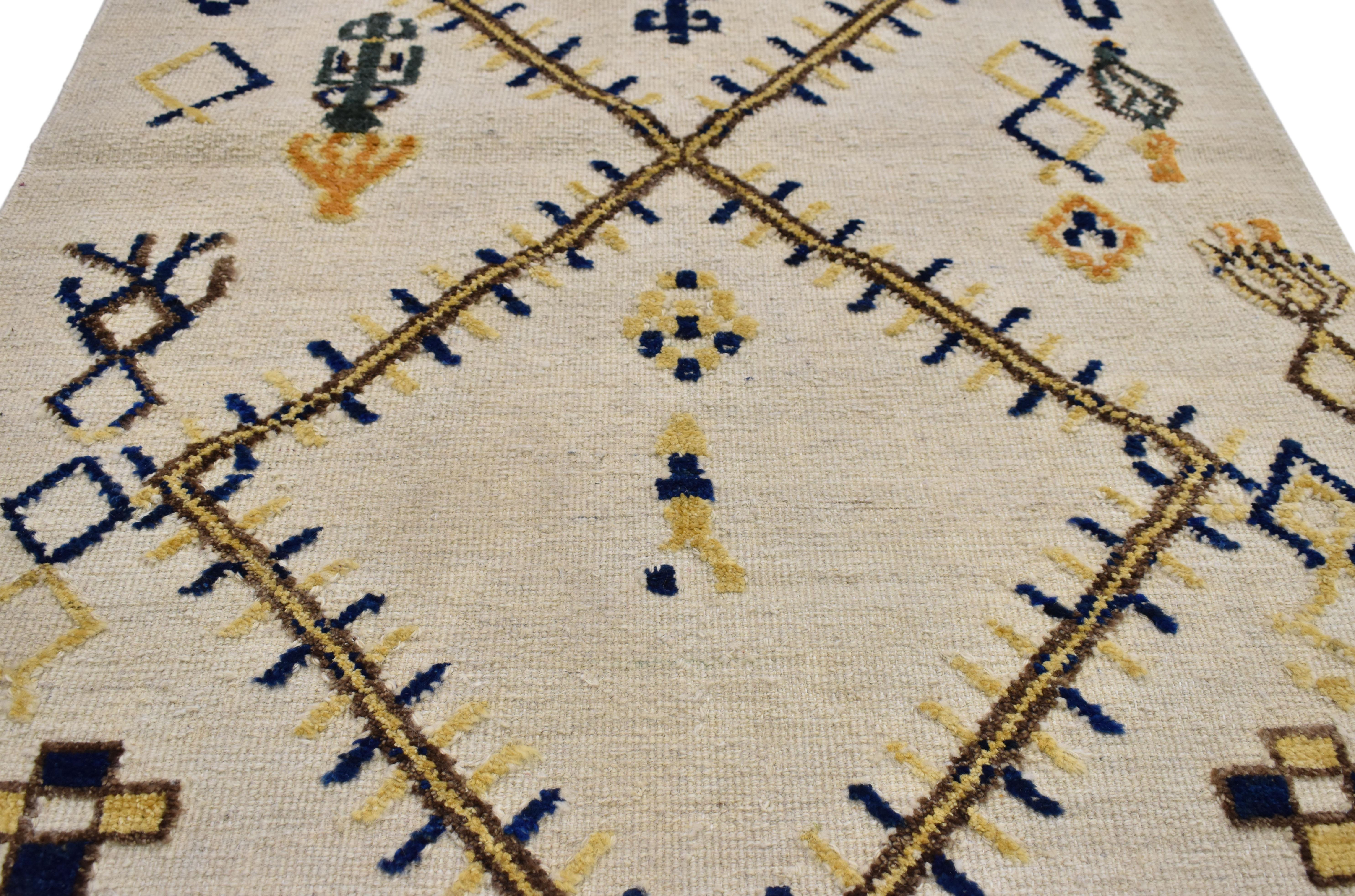 Pakistani New High and Low Texture Moroccan Style Rug, Tribal Accent Rug