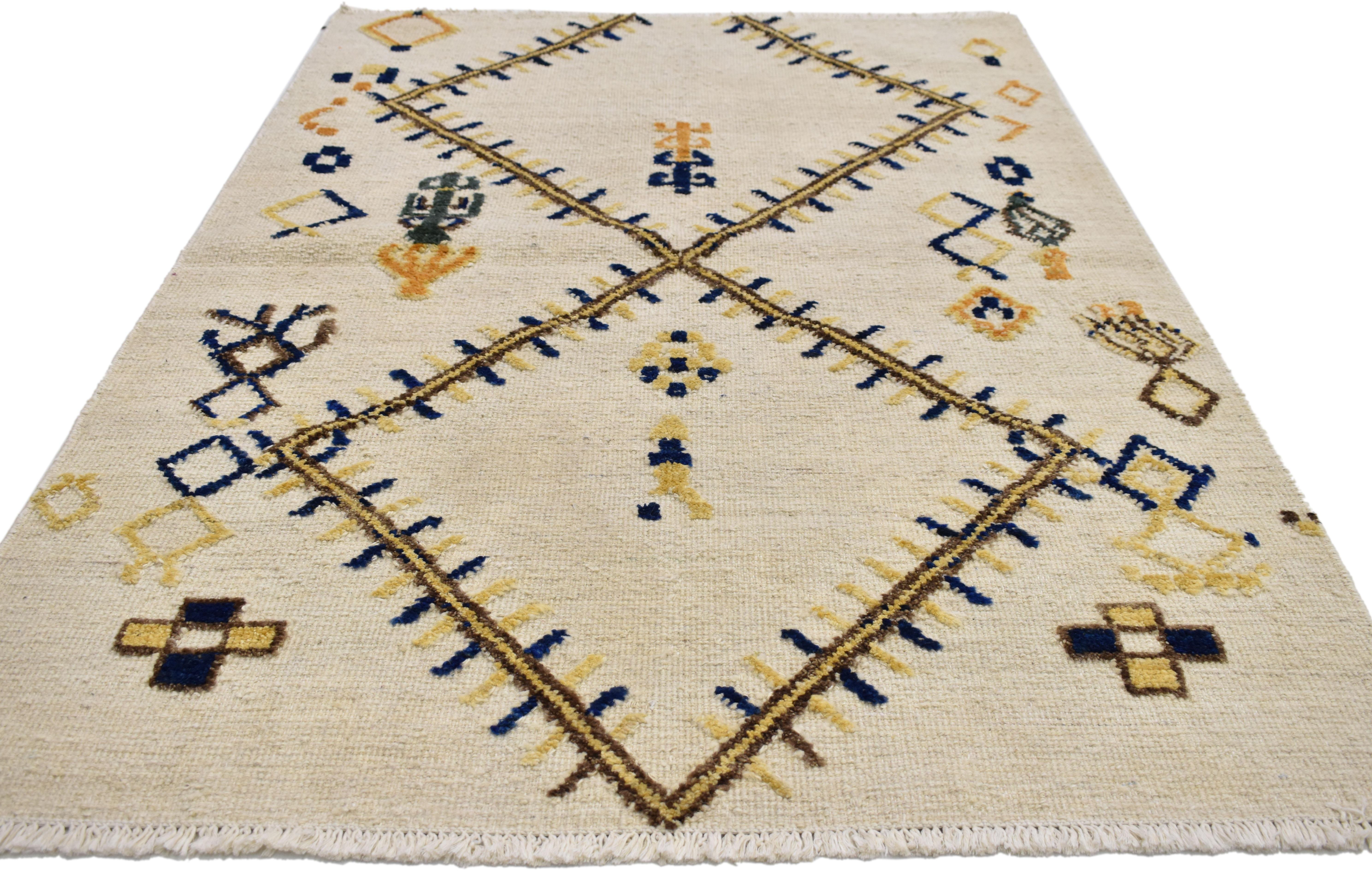 New High and Low Texture Moroccan Style Rug, Tribal Accent Rug In New Condition In Dallas, TX