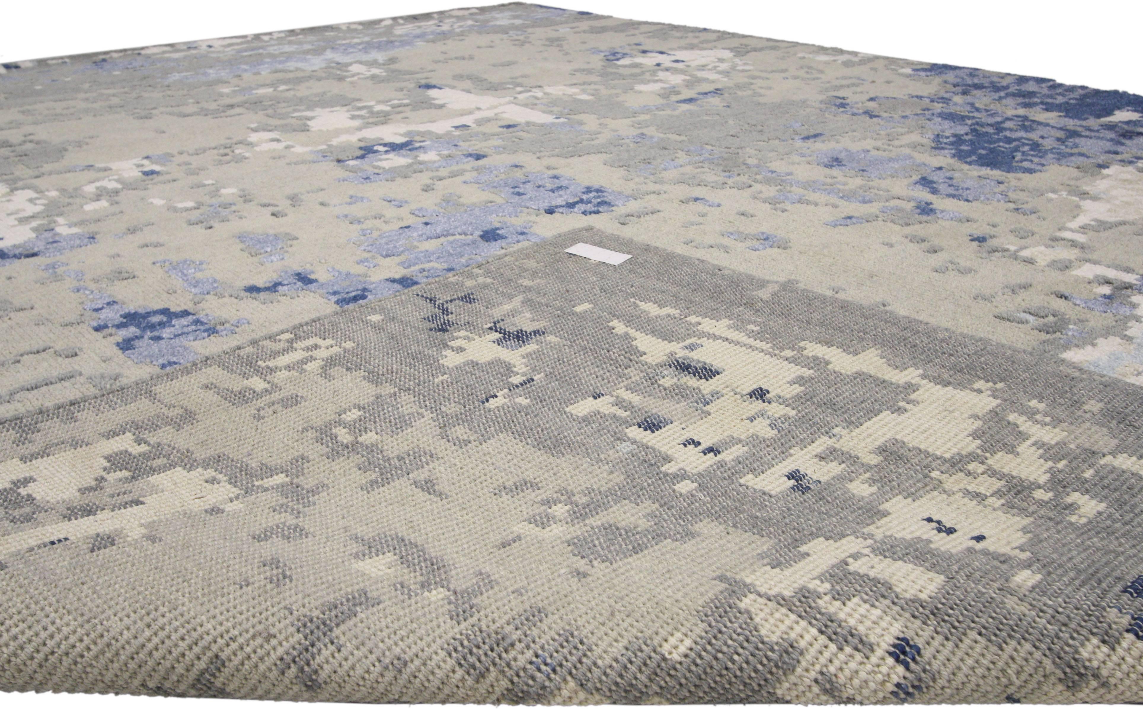 Hoch- und niedriger strukturierter Teppich mit zeitgenössischem, abstraktem Stil (Indisch) im Angebot