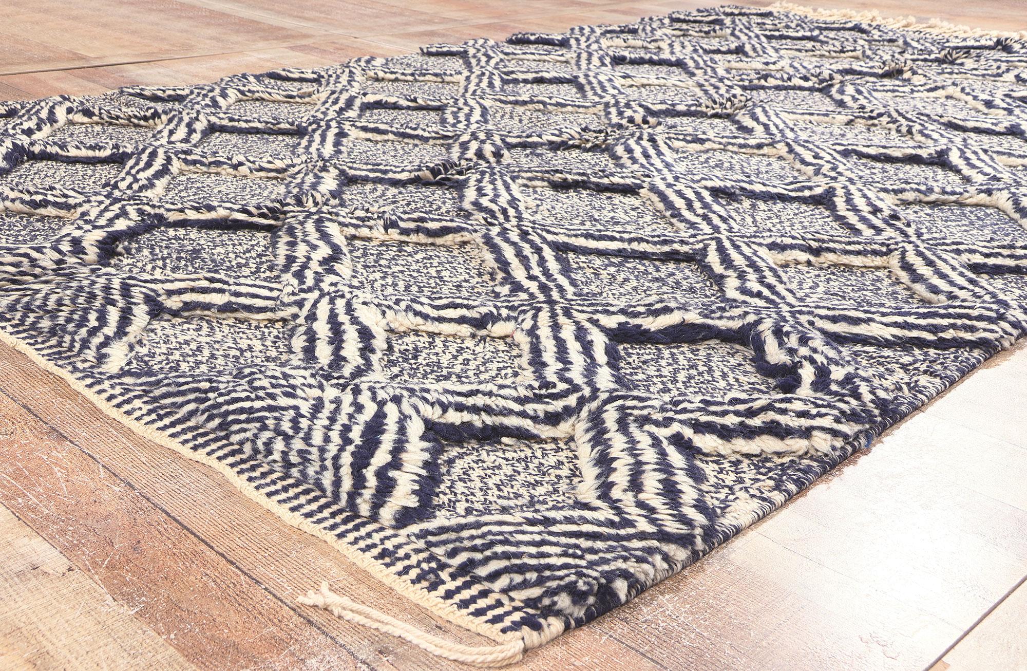 Modern Beni Mrirt High-Low Moroccan Rug For Sale 1