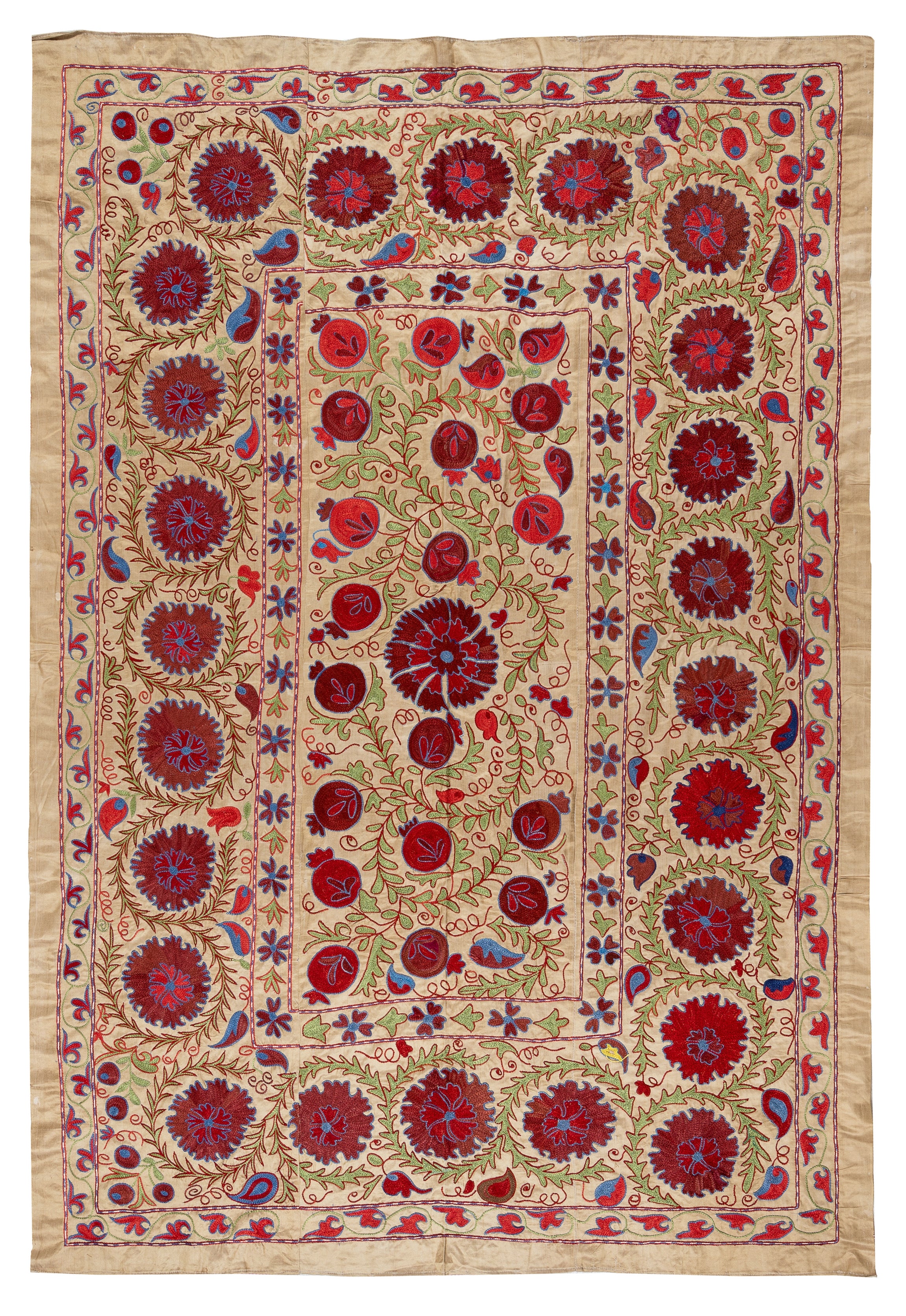 Nuovo copriletto Home Decor, tovaglia ricamata, appendiabiti da parete in seta. 4,7x7 ft