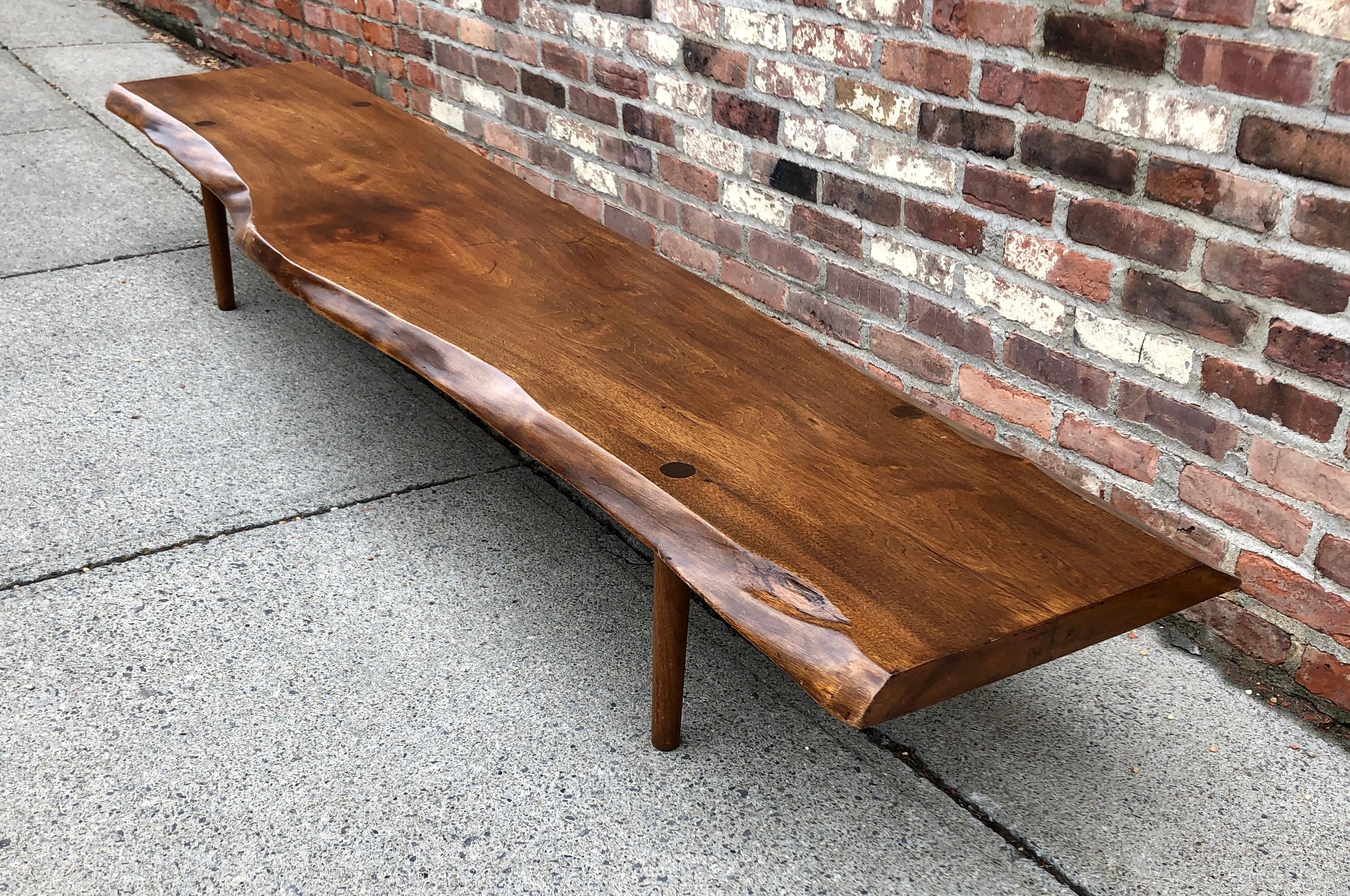 Carved New Hope School Black Walnut Table/Bench