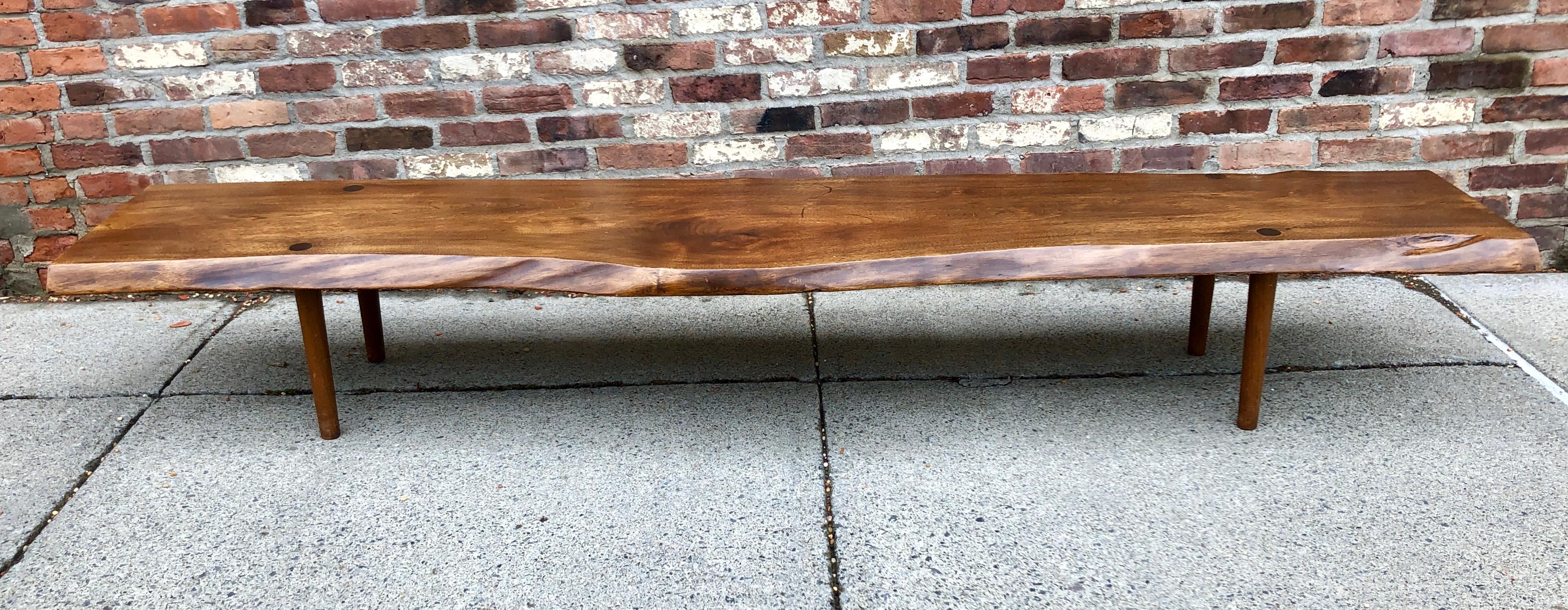 New Hope School Black Walnut Table/Bench In Good Condition In Brooklyn, NY