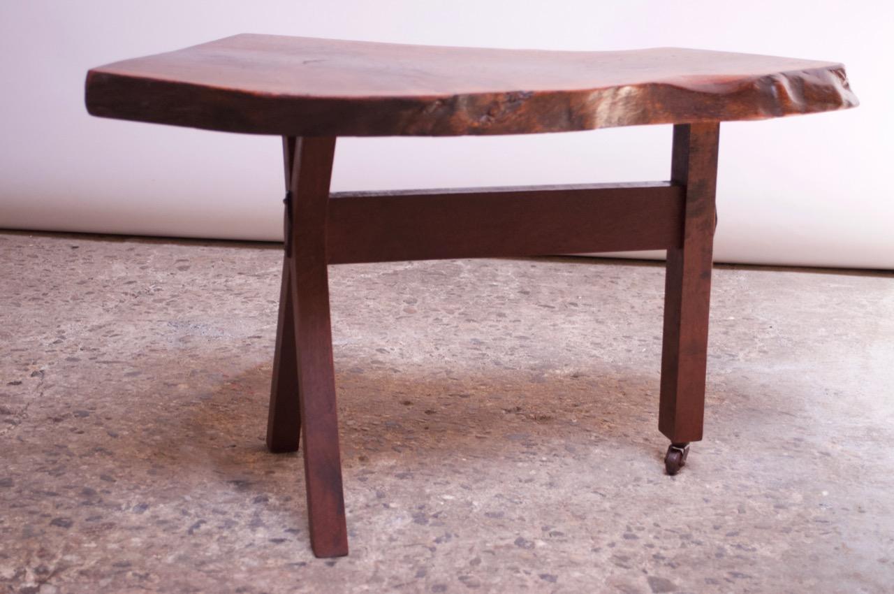 American New Hope-Style Studio Craft Walnut Live Edge Side Table For Sale