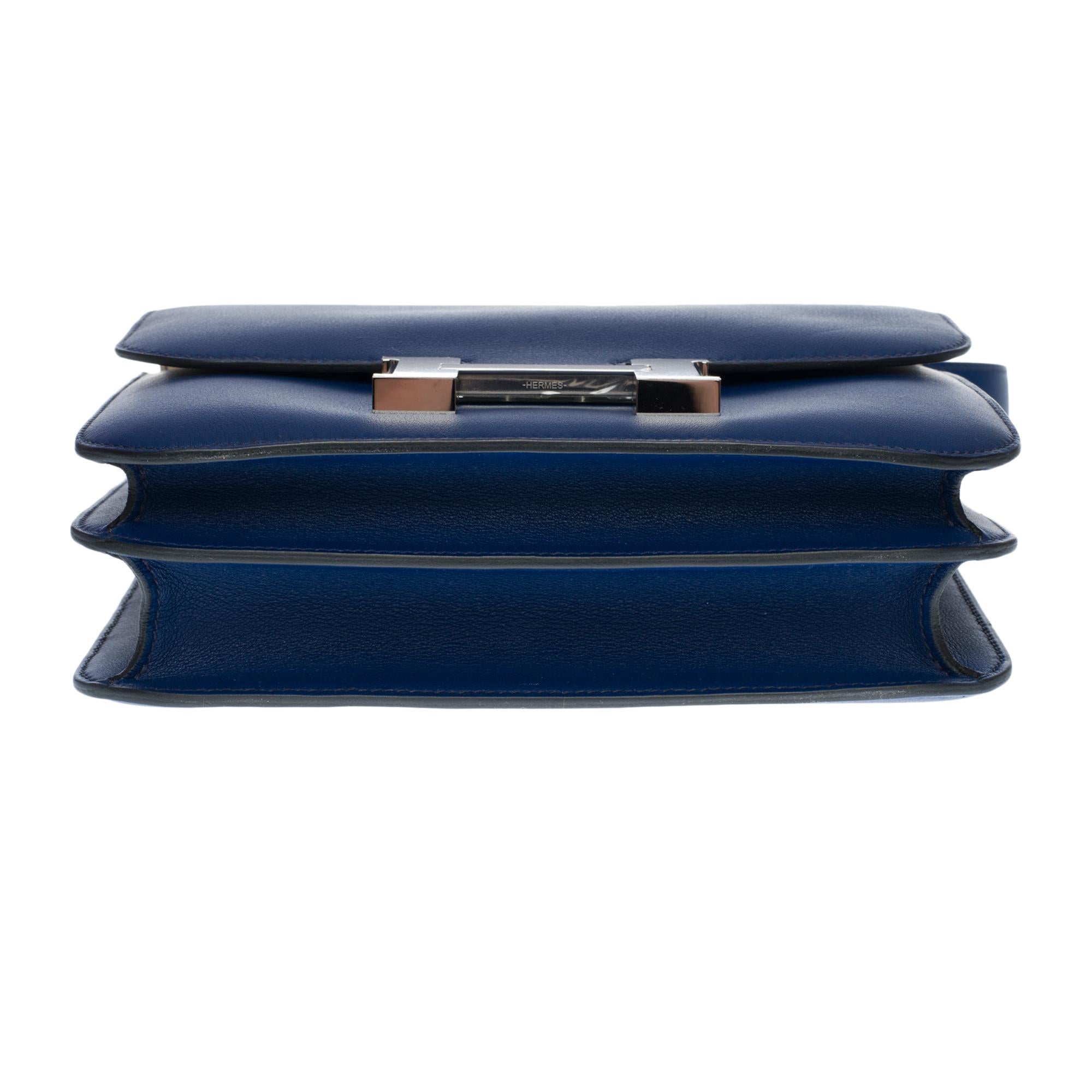 New-HSS-Hermes Constance 24 shoulder bag in sapphire blue Evercolor leather, SHW 3